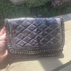 NEW Metallic Madison West Black Quilted Chain Bag crossbody